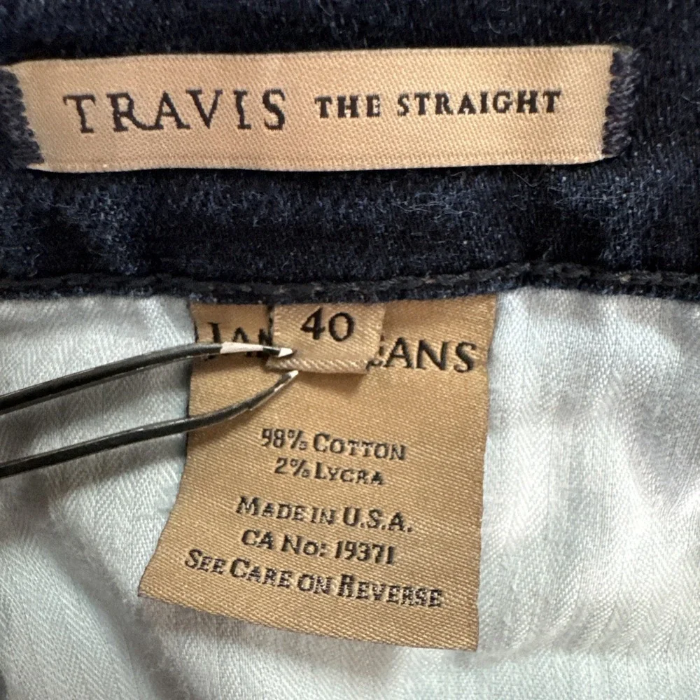 James Jeans Travis The Straight Mens 40x30 (38x30) Button Fly Dark‎ Wash Preppy